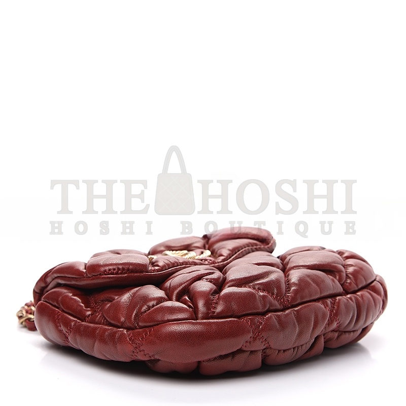Ch**el LAMBSKIN MINI BUBBLE QUILT FLAP BORDEAUX 541635 (38*20*18cm) Master Quality