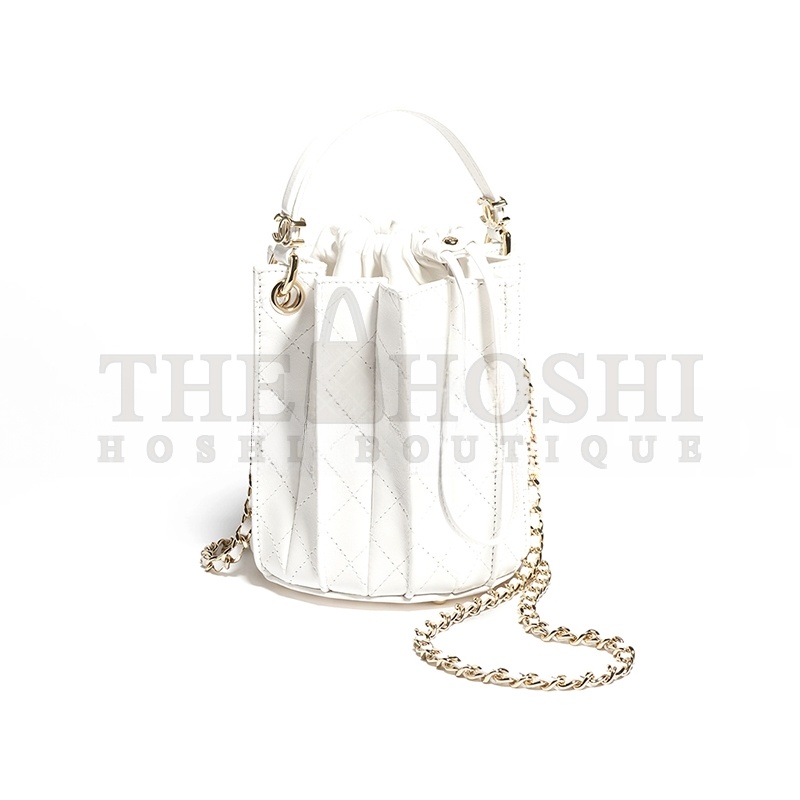 Ch**el MINI BUCKET BAG LAMBSKIN WHITE AS5486 (15.2*14*14cm) Master Quality
