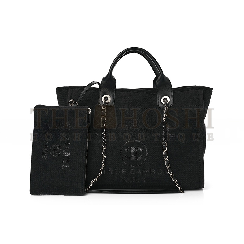 Ch**el MIXED FIBERS SMALL DEAUVILLE TOTE NAVY 1648915 (34*27*18cm) Master Quality