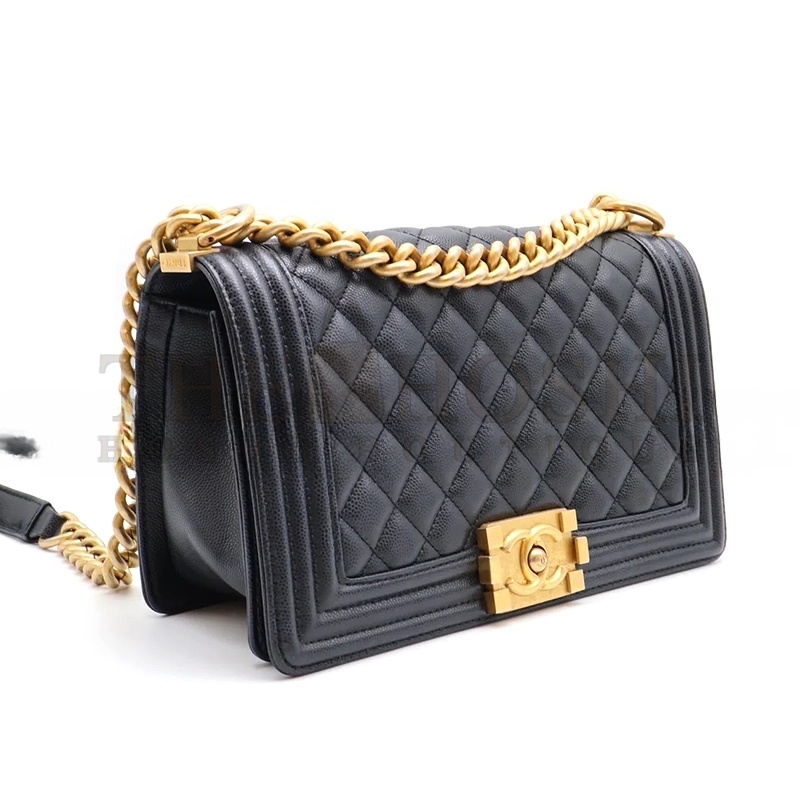 Ch**el CAVIAR MEDIUM QUILTED BOY BLACK A67086 B08358 94305 (25*15*8cm) Master Quality
