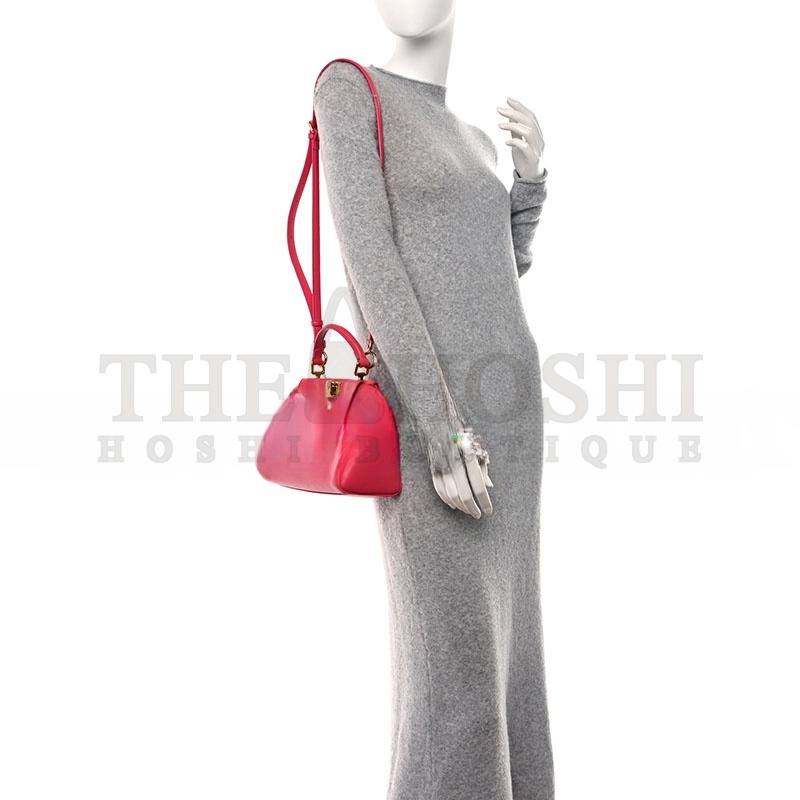 F**di NAPPA STACKED BAR MINI PEEKABOO ICONIC SATCHEL LAMPONE (23*18*11cm) Master Quality