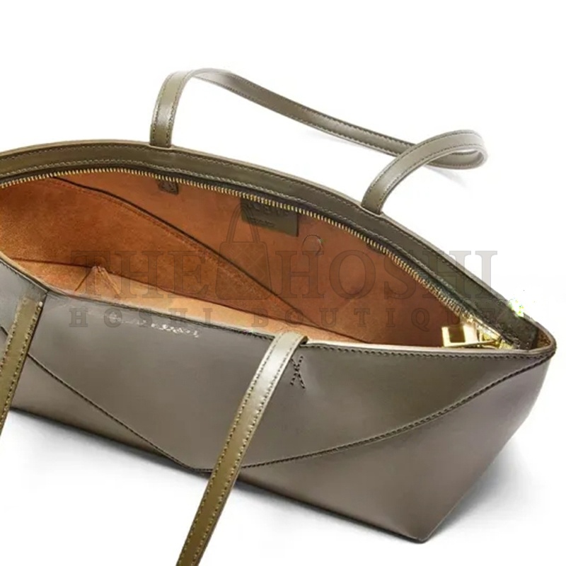 L0ew* CROPPED PUZZLE FOLD IN SHINY CALFSKIN A779PTEX01-3969 (39*12*12cm) Master Quality