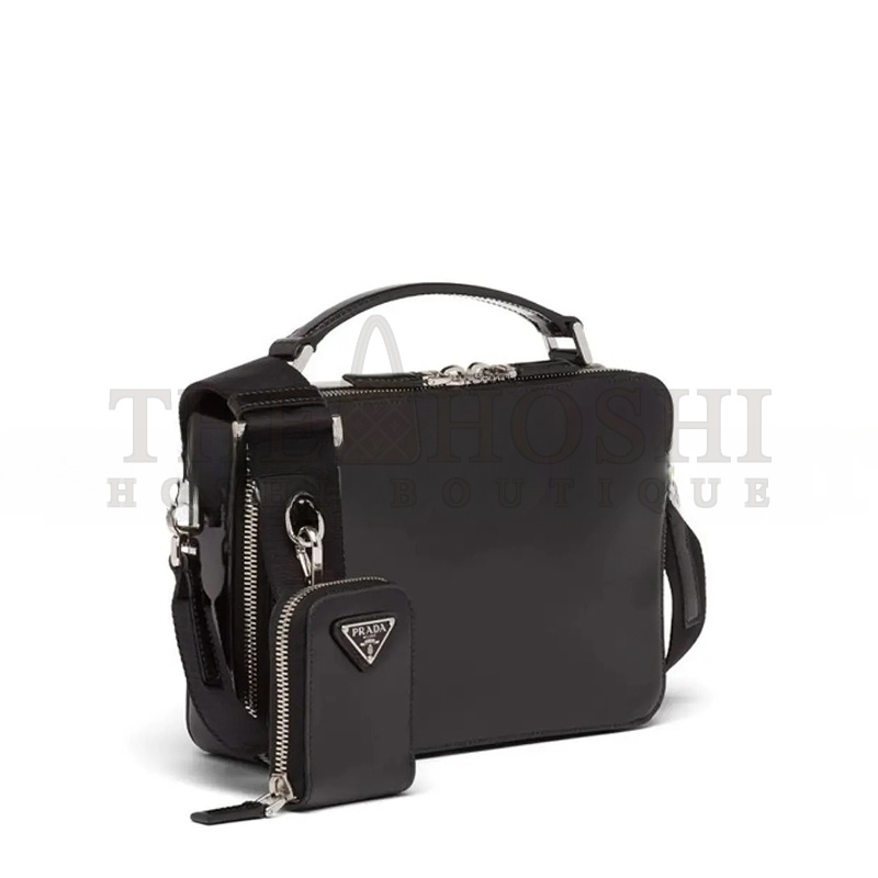 Pra*a BRIQUE SAFFIANO LEATHER HANDBAG IN BLACK 2VH069 (22*16*6cm) Master Quality