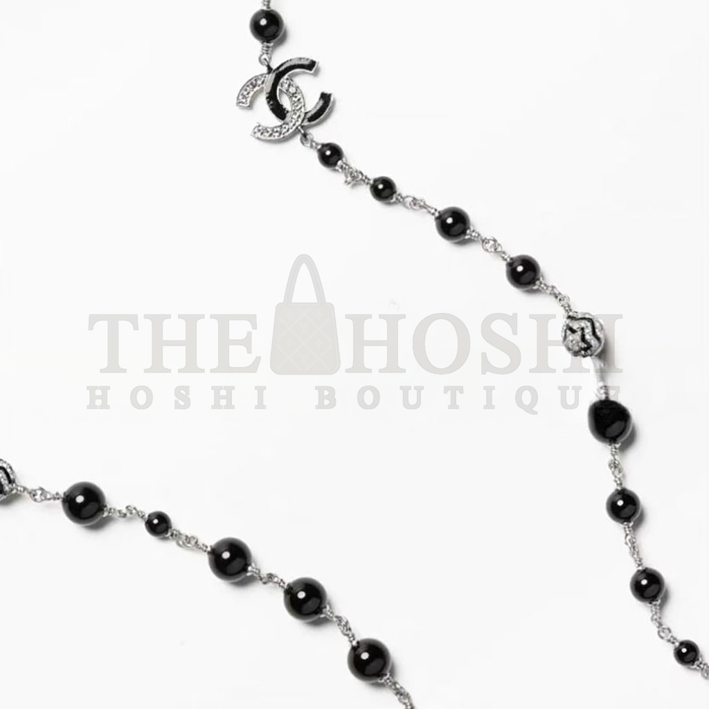 Ch**el BLACK AND WHITE CC LOGO FAUX PEARL LONG NECKLACE J89703 Master Quality