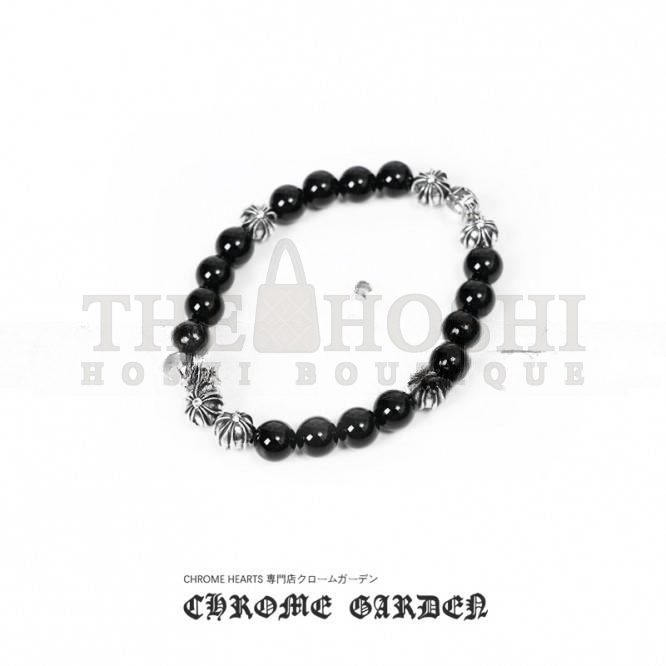 Ch*0me He**ts ONYX BEAD BRACELET 8MM (8 SILVER BEADS) Master Quality