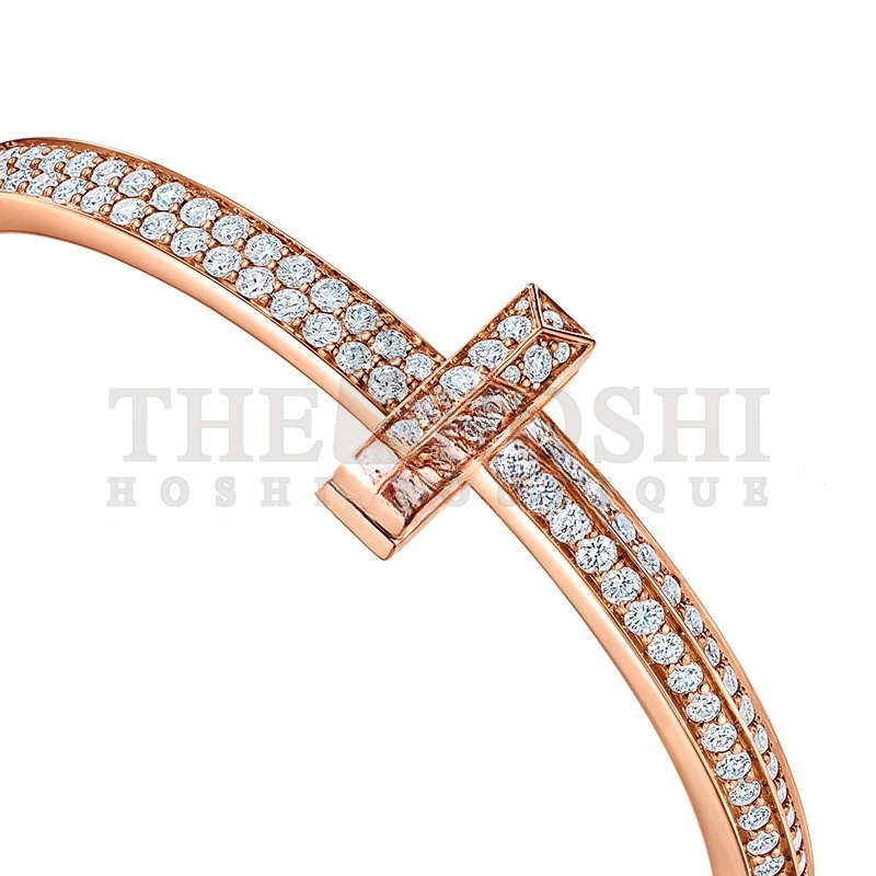 T*f*ny T1 WIDE D1am0nd HINGED BANGLE IN ROSE GOLD 68127289 Master Quality