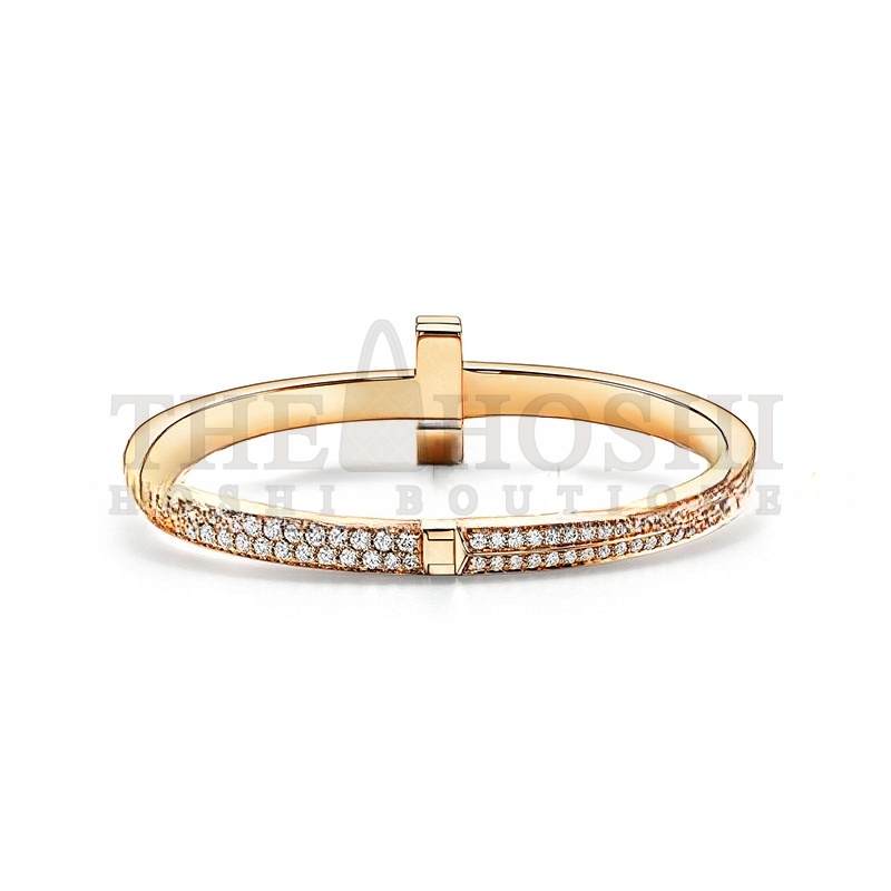 T*f*ny T1 WIDE D1am0nd HINGED BANGLE IN YELLOW GOLD 68127262 Master Quality