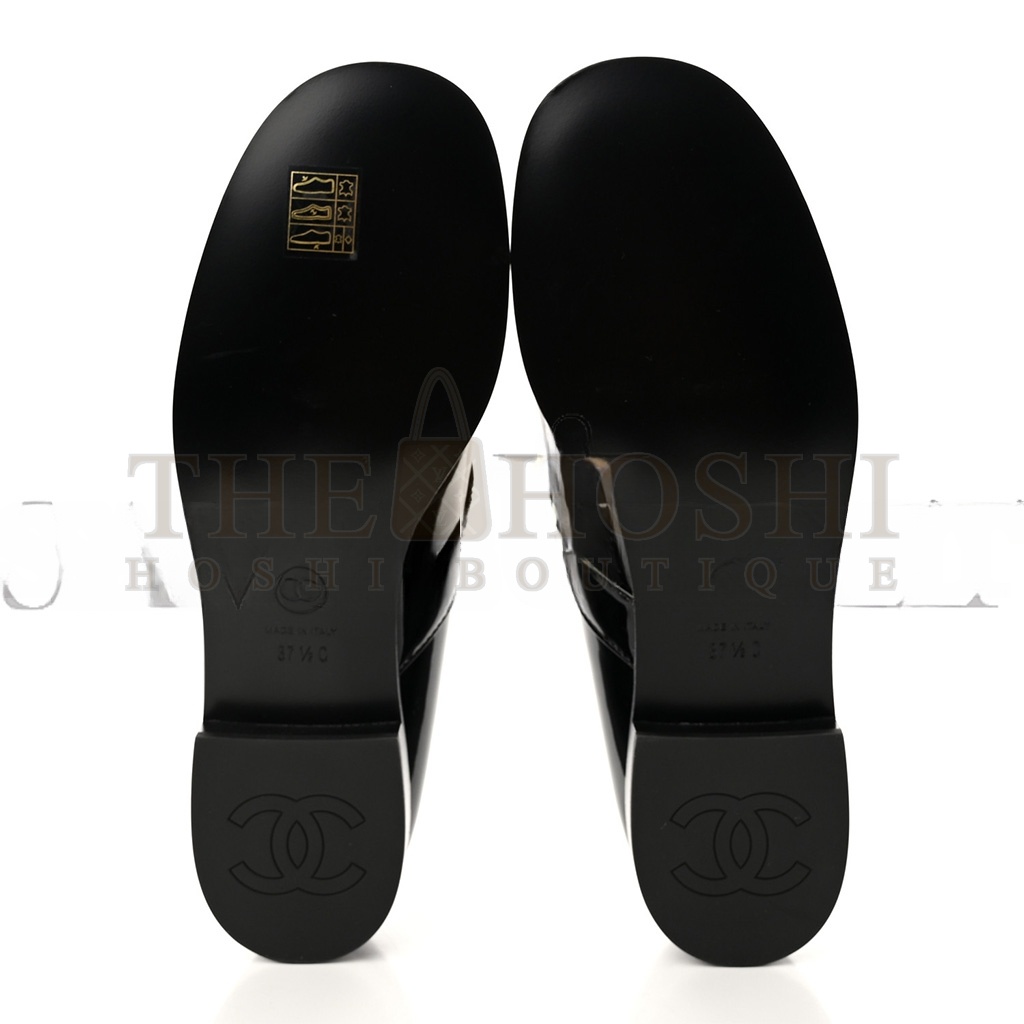 Ch**el PATENT CALFSKIN MARY JANES FLATS BLACK G45280 Master Quality