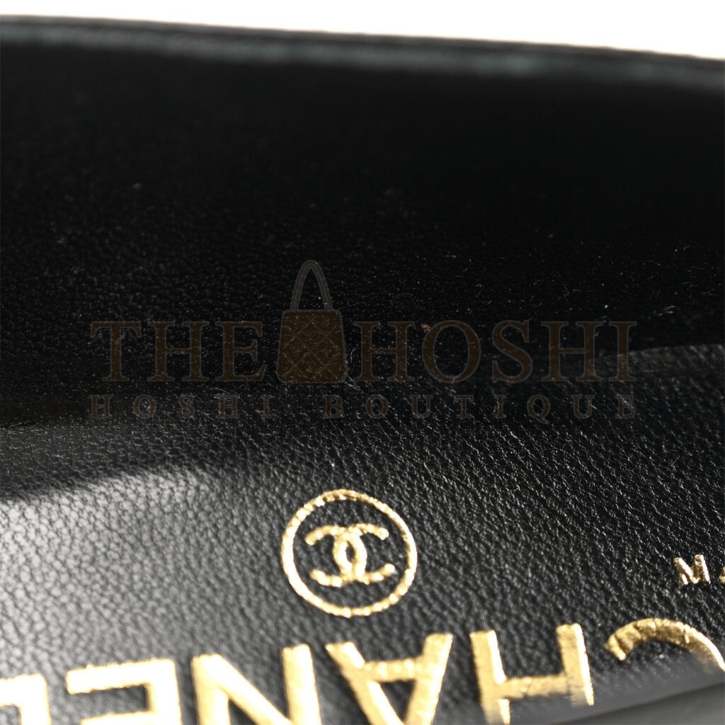 Ch**el PATENT CALFSKIN MARY JANES FLATS BLACK G45280 Master Quality