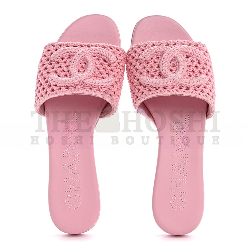 Ch**el CROCHET CC MULES SANDALS 36.5 ROSE Master Quality