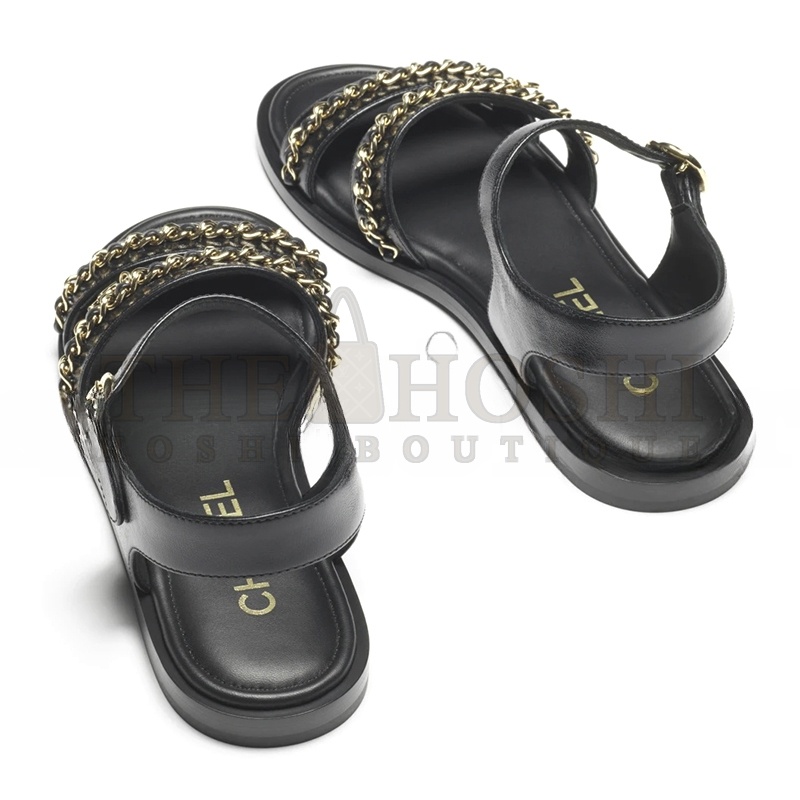 Ch**el SANDALS CALFSKIN BLACK G46801 Master Quality